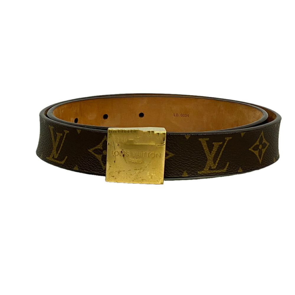 Louis Vuitton Monogram Belt, Ceinture Carrée M6800, Brown, Men's/Women's